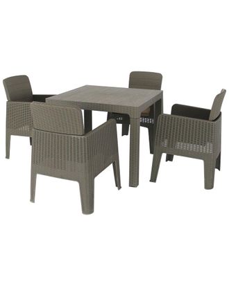 Dukap Dukap Lucca 5Pc Dining Set, Grey With Beige Cushions