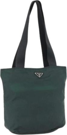 Prada Pre-owned Tote Bags, female, Green, Size: ONE SIZE Pre-owned Vintage Nylon Tote Bag