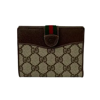 Gucci Brown Green Red Color Leather Pvc Wallet (Bi-Fold) (Pre-Owned)
