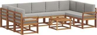 vidaXL Conjunto De Sof&aacute;s De Exterior 10 Uds. Gris Natural Y Claro Vidaxl