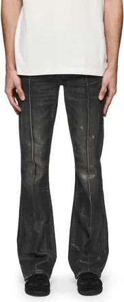 Purple Pintuck Flare Coated Flare Jeans in Black at Nordstrom, Size 30