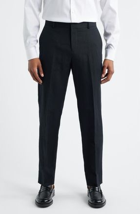 Open Edit Linen Blend Pants in Black at Nordstrom, Size 30R