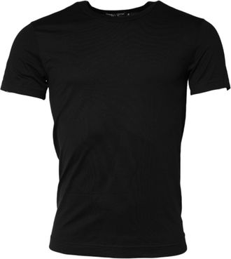 Dolce & Gabbana Black Cotton Crewneck Short Sleeves Mens T-shirt