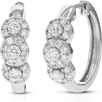 Vir Jewels 1 cttw Lab Grown Diamond Hoops Earrings in Sterling Silver With Hidden Post For Women