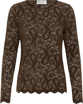 MY ESSENTIAL WARDROBE Mwsalvi Kant Blouse - Dames - Blouses - Bruin - XL - Katoen - Overhemden