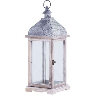 Beliani Beliani - Classic Vintage Lantern White Iron Decorative Candle Holder Lamp 47 cm Samar