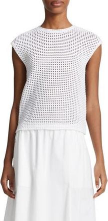 Vince Open Stitch Cotton Sweater in Optic White at Nordstrom Rack, Size Large