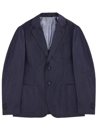 Giorgio Armani Neutrals Tailored Notch Lapels Wool Blazer
