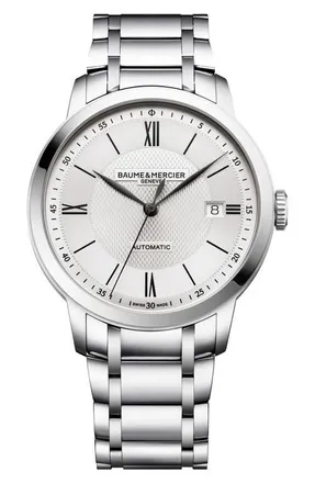 Baume & Mercier Classima Bracelet Watch, 40mm in Silver at Nordstrom