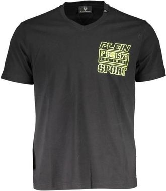 Plein Sport Zwarte Katoenen Heren T-Shirt - Heren - Sportshirts - Zwart - S - Katoen - Fitness