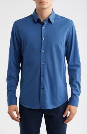 Theory Irving Structure Knit Button-Up Shirt in Blue Dusk at Nordstrom Rack, Size Large