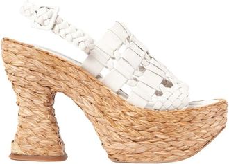 Paloma Barcel&oacute; Witte hoge hak jute sandalen - Dames - Sandalen met hakken - Wit - 38 EU - Jute - Schoenen