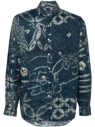 Polo Ralph Lauren abstract-print linen shirt - Blue