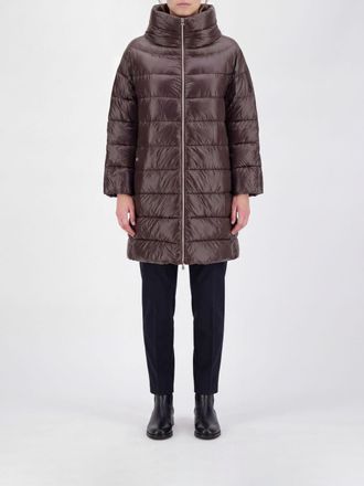 Herno Long Quilted Nylon Puffer Coat with High Neck and Down Padding