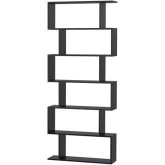 HOMCOM Homcom - Libreria Design Moderno in Legno con 6 Ripiani per Casa e Ufficio Nero