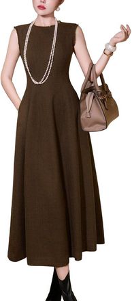 Burryco Brown Solid Maxi Dress