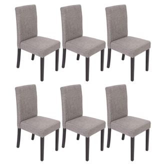 Hhg Hhg - Lote De 6 Sillas De Comedor Silla De Cocina Littau, Textil, Gris, Patas Oscuras