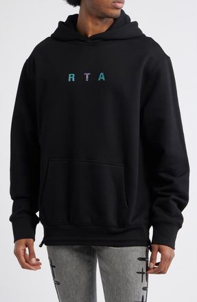 Rta Jordan Oversize Black Circuit Cross Cotton Hoodie at Nordstrom, Size Xxx-Large