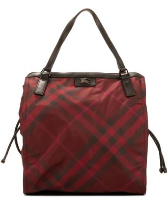 Burberry check-pattern tote bag - women - Nylon/Canvas - One Size - Red
