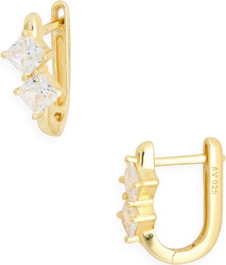 Argento Vivo Princess Cut Cubic Zirconia Huggie Hoop Earrings in Gold at Nordstrom Rack