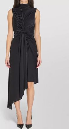 Balenciaga stretch midi dress high neckline draped