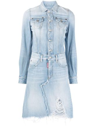 Dsquared2 Abito denim con effetto vissuto - Blu