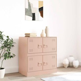 Berkfield Home Sideboard Pink 67x39x73 cm Steel | Size: 67 x 39 x 73 cm