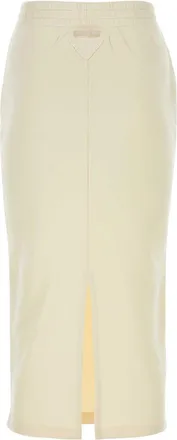 Prada Womens Cream Cotton Skirt Naturale Gonne