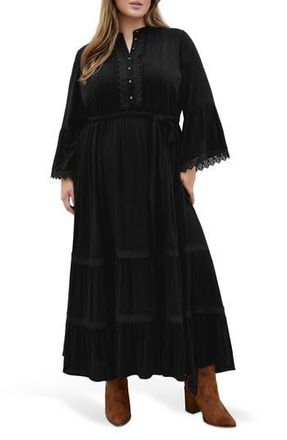 City Chic Camille Long Sleeve Maxi Dress in Black at Nordstrom Rack, Size Xxs/12W