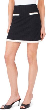 CeCe by Cynthia Steffe Patch Pocket Tweed Miniskirt in Rich Black at Nordstrom, Size 00