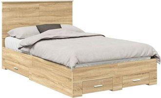 vidaXL Bed Frame with Drawer Sonoma Oak 120 x 190 cm Engineered Wood vidaXL