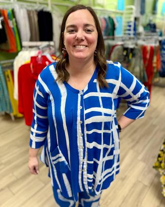Iguana Aku Tunic Top In Blue/white