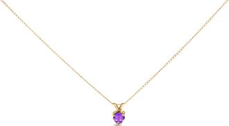 House of Brilliance 14K Gold 5X5 MM Heart Shaped Gemstone Solitaire Pendant Necklace