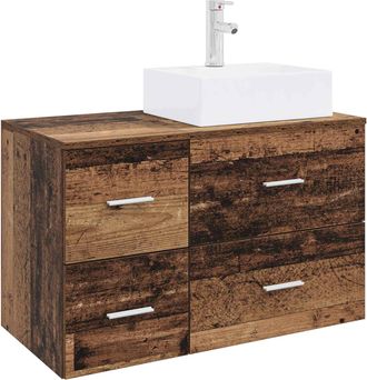 vidaXL Juego De Muebles De Ba&ntilde;o 2 Uds. Madera Envejecida Vidaxl