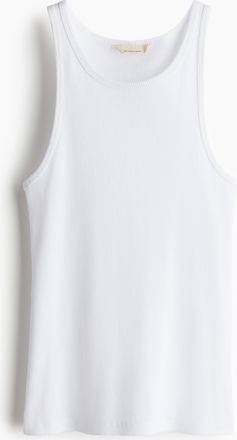 H&M Geripptes Tanktop aus Seidenmix - White
