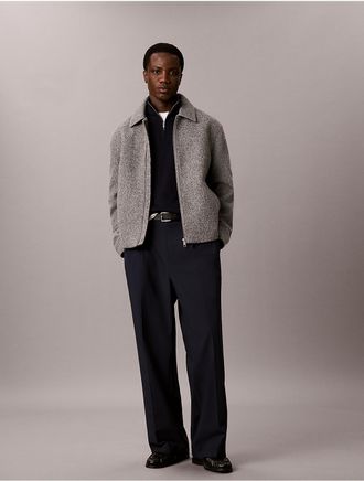 Calvin Klein Mens Melange Boucle Zip Jacket - Grey - L