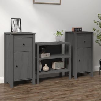 vidaXL Aparadores 2 Uds Madera Maciza De Pino Gris 40x35x80 Cm Vidaxl