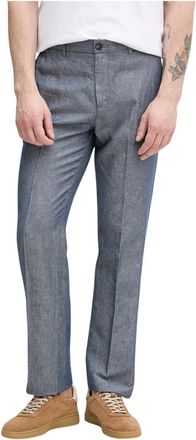 Benetton Rechte broek met persvouw - Heren - Straight fit broeken - Blauw - XL - Katoen - Broeken