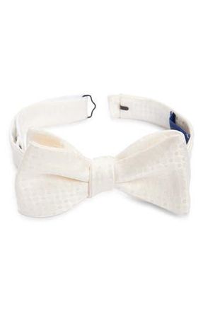 David Donahue Jacquard Silk Bow Tie in White at Nordstrom Rack