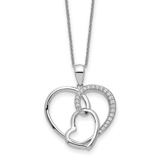 Diamond2Deal Sterling Silver Cubic Zirconia Together In Love Necklace