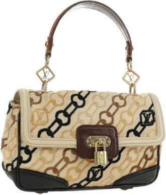 Louis Vuitton Pre-owned Monogram Canvas Shoulder Bag - Dames - Vintage Handtas - Beige - ONE Size - Leer - Vintage