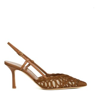 Ninalilou Pumps, female, Brown, Size: 7 1/2 US Slingback Macram&egrave; Cuoio Tacco 75 mm