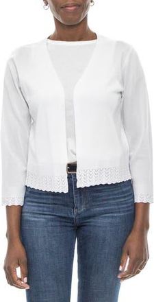 Nina Leonard Ruffle Open Front Knit Bolero in White at Nordstrom Rack, Size X-Large