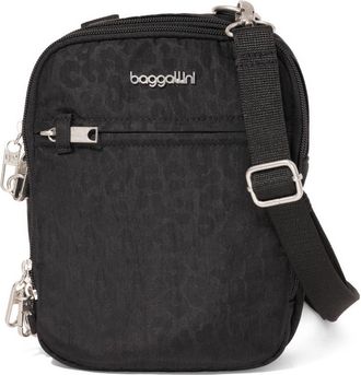 Baggallini Securtex Anti-Theft Mini Everything Crossbody in Black Cheetah Emboss at Nordstrom