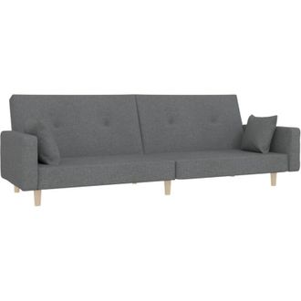 vidaXL Sof&aacute; Cama De 2 Plazas Con Dos Almohadas Tela Gris Claro Vidaxl