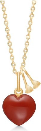 Frk. Lisberg Accessoires, Dames, Geel, L, Rode Onyx Hart Ketting met Kleine Harten