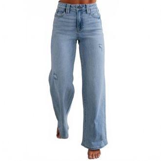 Hidden Jeans Nori Wide Leg Jeans In Light Distressed