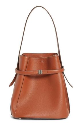 Toteme Belted Grained Leather Bucket Bag in Sienna at Nordstrom