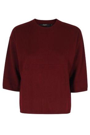 Seventy Burgundy Crew-Neck Sweater with Ribbed Trim