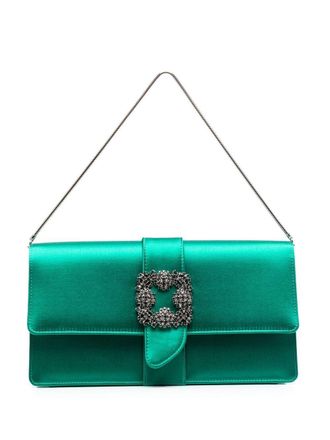 Manolo Blahnik Clutch met decoratieve gesp - Groen